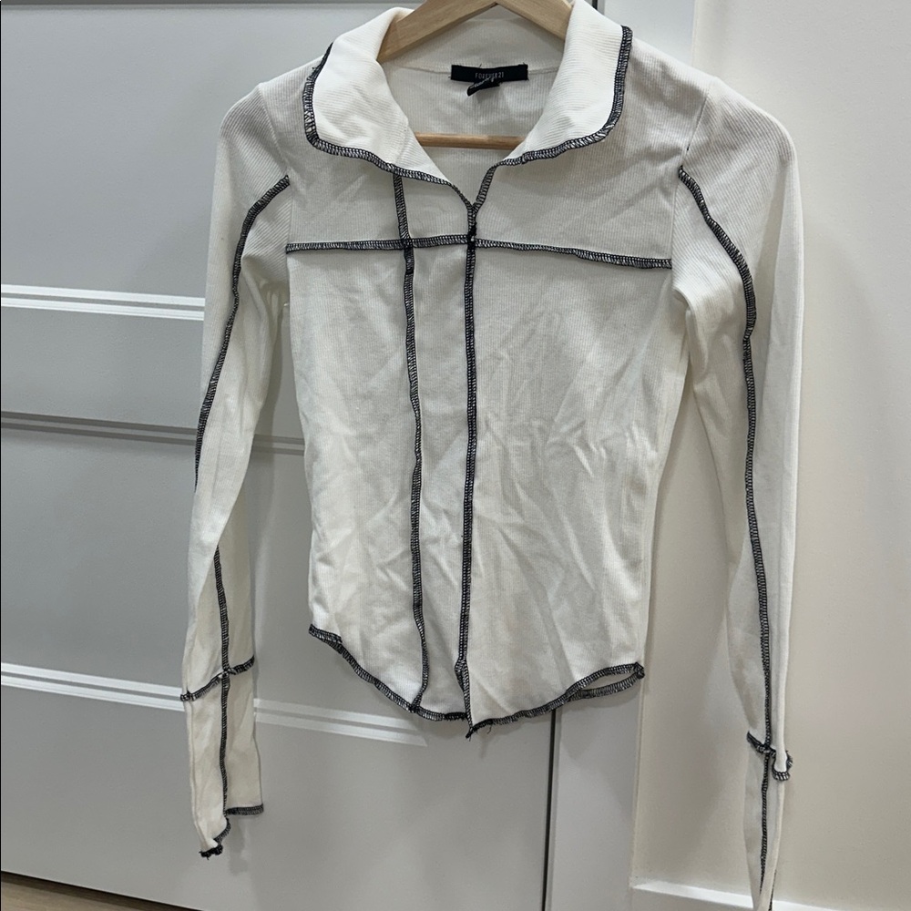 Forever 21 Cream Top with Black Accents